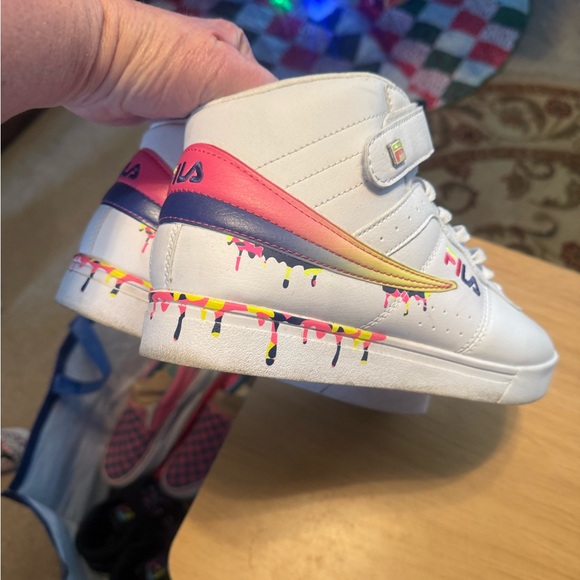 Fila High Top EUC White with Multi Color Drip - Picture 9 of 9